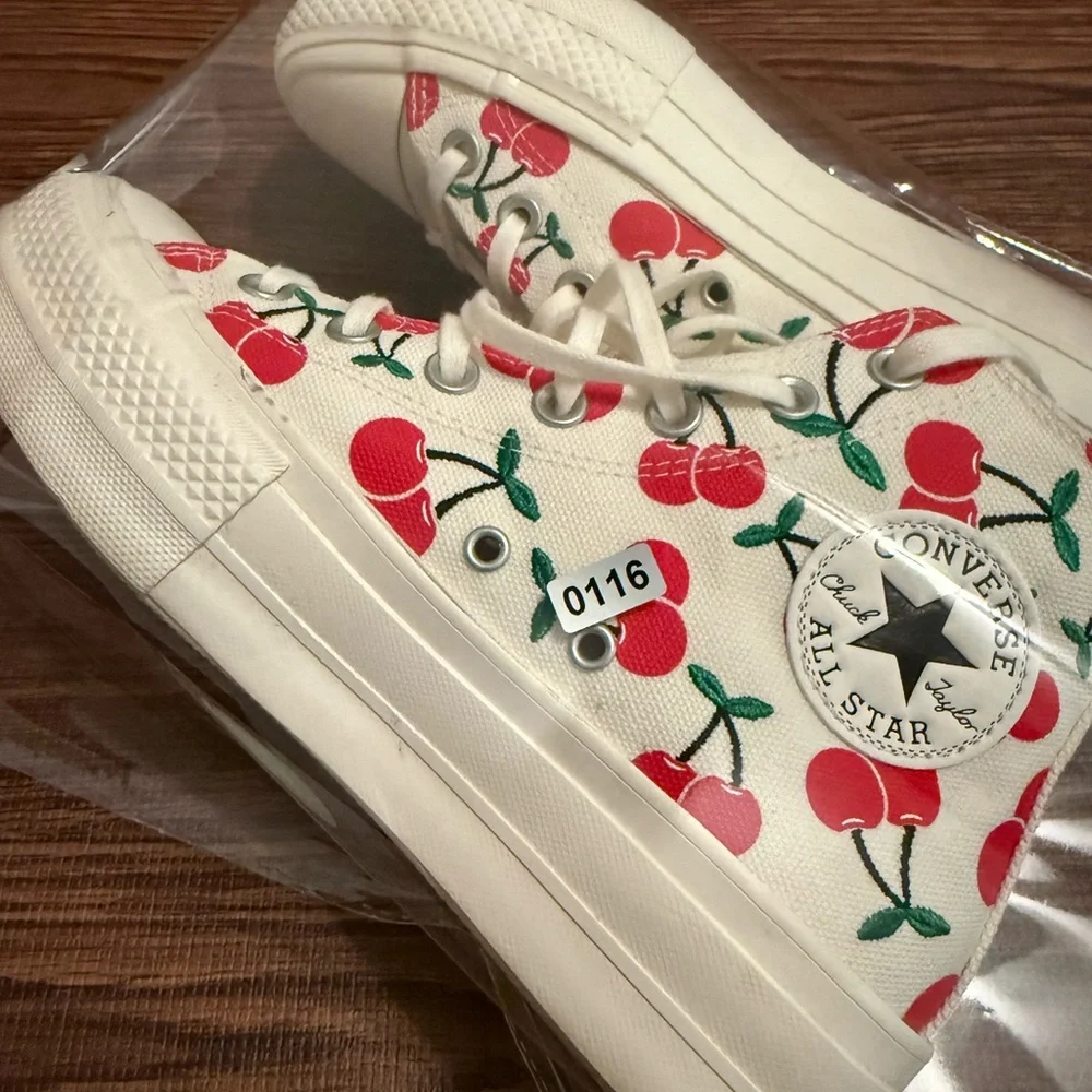 Womens Converse All Star Lift High-Top Sneaker - Egret / Cherries | 7 - Picture 11 of 14